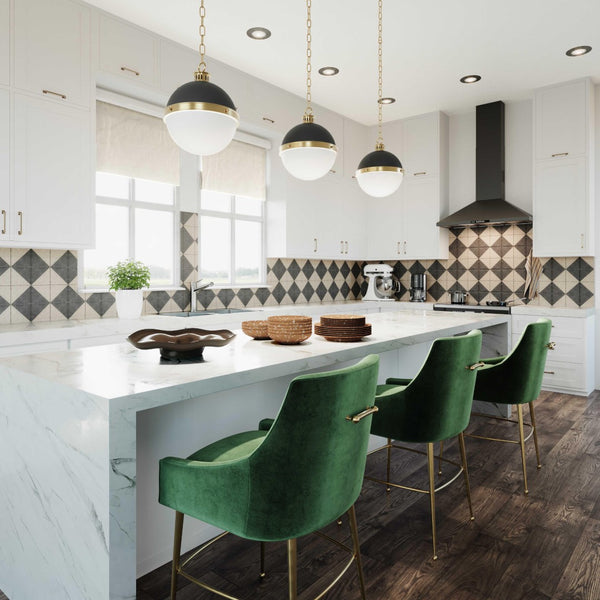 TOV Furniture Beatrix Velvet Stool - Luxurious Upholstered Seating with Gold Accents for Modern Home Elegance Green / Counter Height TOV-D68341