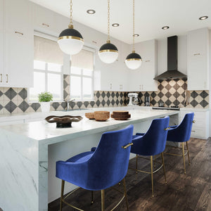 TOV Furniture Beatrix Velvet Stool - Luxurious Upholstered Seating with Gold Accents for Modern Home Elegance Navy / Counter Height TOV-D68342