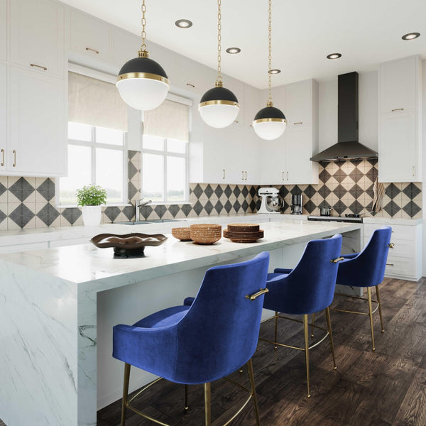 TOV Furniture Beatrix Velvet Stool - Luxurious Upholstered Seating with Gold Accents for Modern Home Elegance Navy / Counter Height TOV-D68342