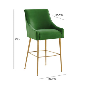 TOV Furniture Beatrix Velvet Stool - Luxurious Upholstered Seating with Gold Accents for Modern Home Elegance Green / Bar Height TOV-D68343