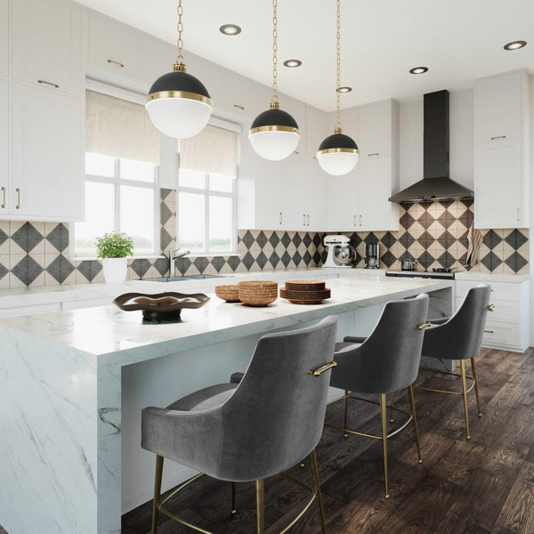 TOV Furniture Beatrix Velvet Stool - Luxurious Upholstered Seating with Gold Accents for Modern Home Elegance Dark Grey / Counter Height TOV-D68345