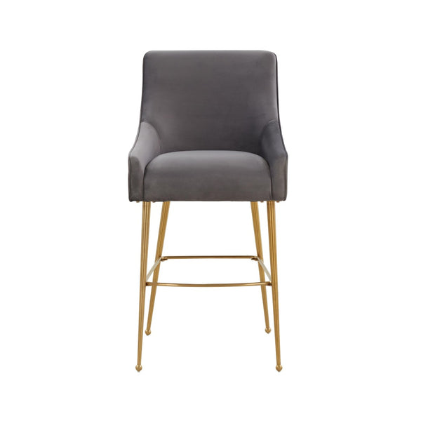 TOV Furniture Beatrix Velvet Stool - Luxurious Upholstered Seating with Gold Accents for Modern Home Elegance Dark Grey / Counter Height TOV-D68345