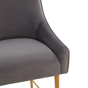 TOV Furniture Beatrix Velvet Stool - Luxurious Upholstered Seating with Gold Accents for Modern Home Elegance Dark Grey / Counter Height TOV-D68345
