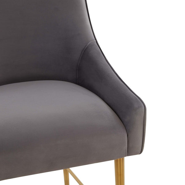 TOV Furniture Beatrix Velvet Stool - Luxurious Upholstered Seating with Gold Accents for Modern Home Elegance Dark Grey / Counter Height TOV-D68345