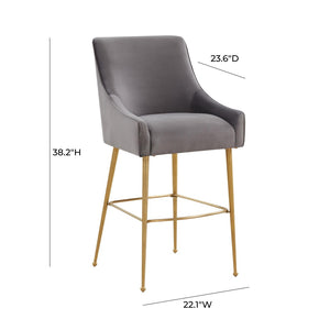 TOV Furniture Beatrix Velvet Stool - Luxurious Upholstered Seating with Gold Accents for Modern Home Elegance Dark Grey / Counter Height TOV-D68345