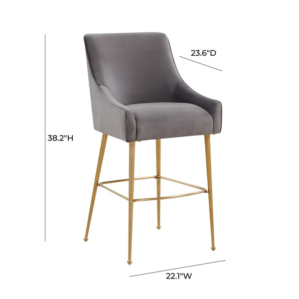 TOV Furniture Beatrix Velvet Stool - Luxurious Upholstered Seating with Gold Accents for Modern Home Elegance Dark Grey / Counter Height TOV-D68345