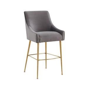 TOV Furniture Beatrix Velvet Stool - Luxurious Upholstered Seating with Gold Accents for Modern Home Elegance Dark Grey / Bar Height TOV-D68346