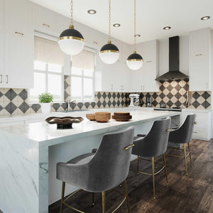 TOV Furniture Beatrix Velvet Stool - Luxurious Upholstered Seating with Gold Accents for Modern Home Elegance Dark Grey / Bar Height TOV-D68346