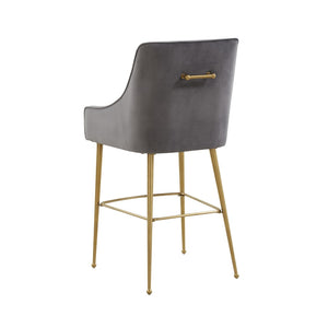 TOV Furniture Beatrix Velvet Stool - Luxurious Upholstered Seating with Gold Accents for Modern Home Elegance Dark Grey / Bar Height TOV-D68346