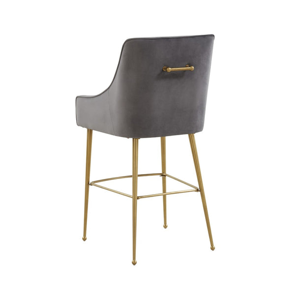 TOV Furniture Beatrix Velvet Stool - Luxurious Upholstered Seating with Gold Accents for Modern Home Elegance Dark Grey / Bar Height TOV-D68346