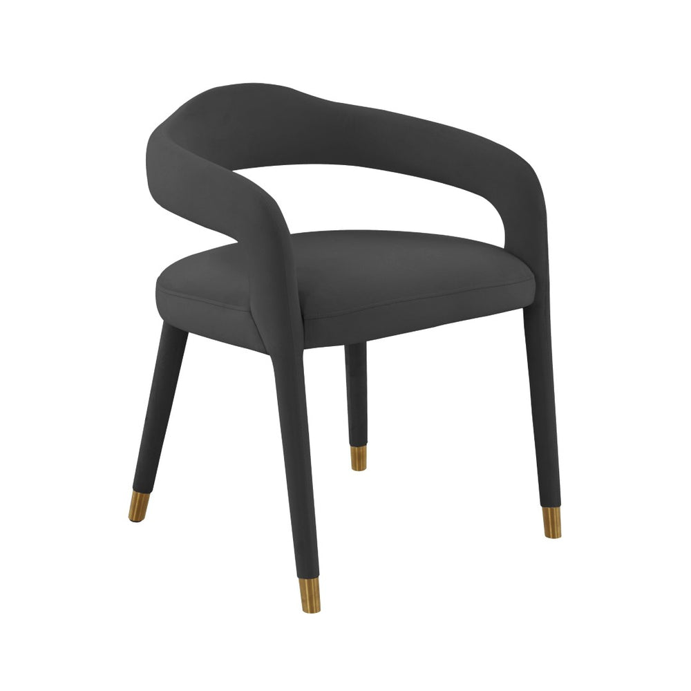 TOV Furniture Lucia Velvet Dining Chair - Luxurious Upholstered Seating with Curved Back and Gold-Tipped Legs Black TOV-D68415