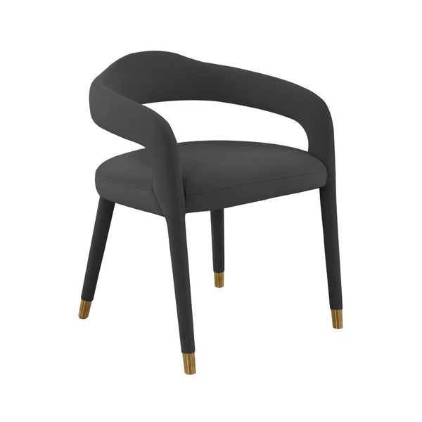 TOV Furniture Lucia Velvet Dining Chair - Luxurious Upholstered Seating with Curved Back and Gold-Tipped Legs Black TOV-D68415