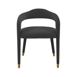 TOV Furniture Lucia Velvet Dining Chair - Luxurious Upholstered Seating with Curved Back and Gold-Tipped Legs Black TOV-D68415