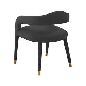 TOV Furniture Lucia Velvet Dining Chair - Luxurious Upholstered Seating with Curved Back and Gold-Tipped Legs Black TOV-D68415