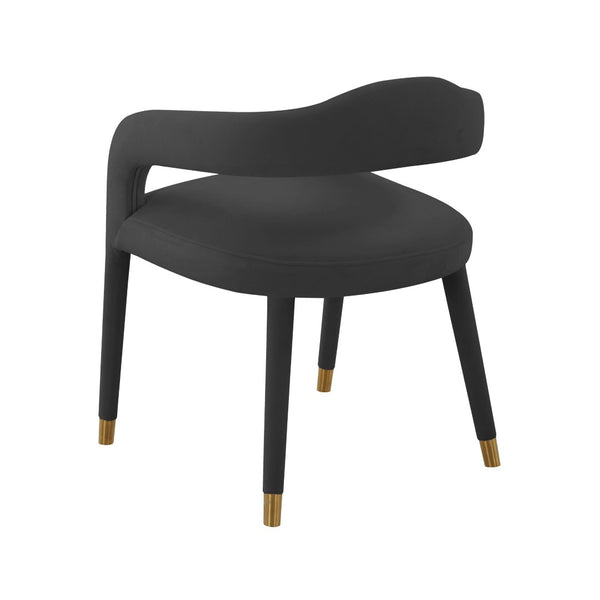TOV Furniture Lucia Velvet Dining Chair - Luxurious Upholstered Seating with Curved Back and Gold-Tipped Legs Black TOV-D68415