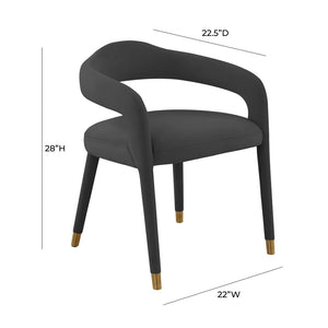 TOV Furniture Lucia Velvet Dining Chair - Luxurious Upholstered Seating with Curved Back and Gold-Tipped Legs Black TOV-D68415