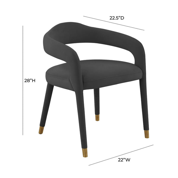 TOV Furniture Lucia Velvet Dining Chair - Luxurious Upholstered Seating with Curved Back and Gold-Tipped Legs Black TOV-D68415