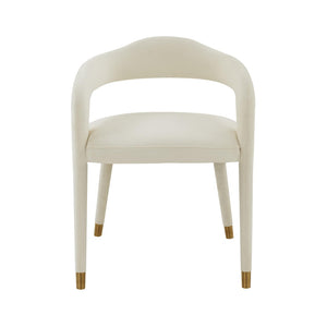 TOV Furniture Lucia Velvet Dining Chair - Luxurious Upholstered Seating with Curved Back and Gold-Tipped Legs Cream TOV-D68416