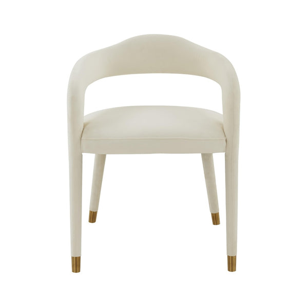 TOV Furniture Lucia Velvet Dining Chair - Luxurious Upholstered Seating with Curved Back and Gold-Tipped Legs Cream TOV-D68416