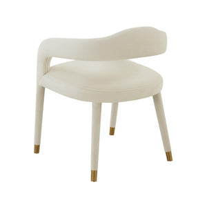 TOV Furniture Lucia Velvet Dining Chair - Luxurious Upholstered Seating with Curved Back and Gold-Tipped Legs Cream TOV-D68416