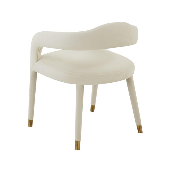 TOV Furniture Lucia Velvet Dining Chair - Luxurious Upholstered Seating with Curved Back and Gold-Tipped Legs Cream TOV-D68416