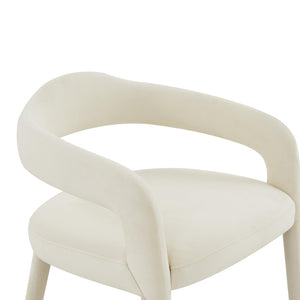 TOV Furniture Lucia Velvet Dining Chair - Luxurious Upholstered Seating with Curved Back and Gold-Tipped Legs Cream TOV-D68416