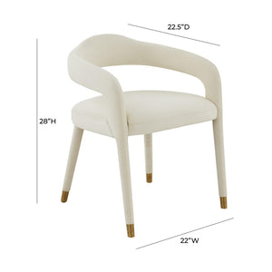 TOV Furniture Lucia Velvet Dining Chair - Luxurious Upholstered Seating with Curved Back and Gold-Tipped Legs Cream TOV-D68416