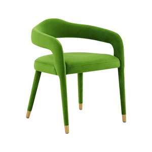 TOV Furniture Lucia Velvet Dining Chair - Luxurious Upholstered Seating with Curved Back and Gold-Tipped Legs Green TOV-D68417