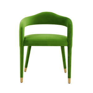 TOV Furniture Lucia Velvet Dining Chair - Luxurious Upholstered Seating with Curved Back and Gold-Tipped Legs Green TOV-D68417