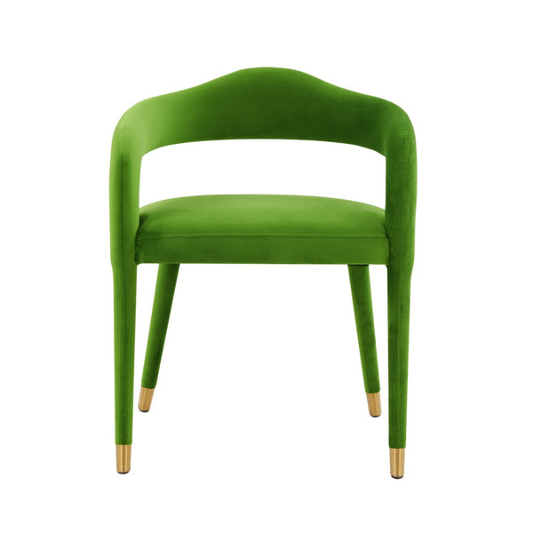 TOV Furniture Lucia Velvet Dining Chair - Luxurious Upholstered Seating with Curved Back and Gold-Tipped Legs Green TOV-D68417