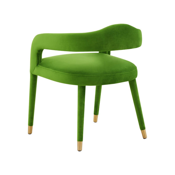 TOV Furniture Lucia Velvet Dining Chair - Luxurious Upholstered Seating with Curved Back and Gold-Tipped Legs Green TOV-D68417