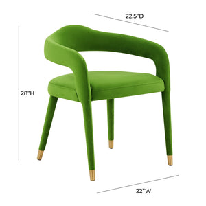 TOV Furniture Lucia Velvet Dining Chair - Luxurious Upholstered Seating with Curved Back and Gold-Tipped Legs Green TOV-D68417
