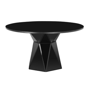 TOV Furniture Iris 56" Glass Round Dining Table - Sculptural Design for Modern Spaces, Seats 6 Comfortably Black TOV-D68458
