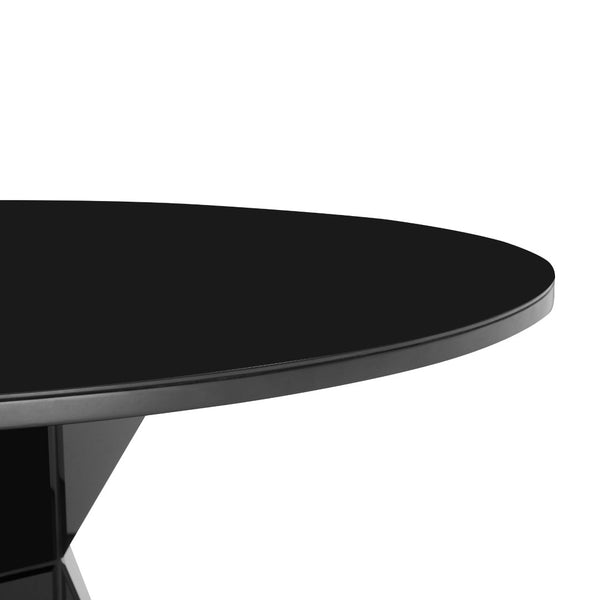TOV Furniture Iris 56" Glass Round Dining Table - Sculptural Design for Modern Spaces, Seats 6 Comfortably Black TOV-D68458