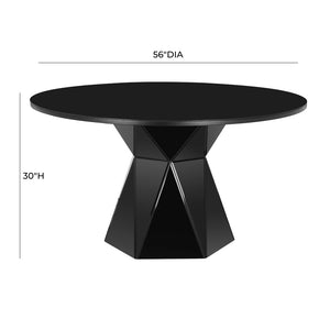 TOV Furniture Iris 56" Glass Round Dining Table - Sculptural Design for Modern Spaces, Seats 6 Comfortably Black TOV-D68458