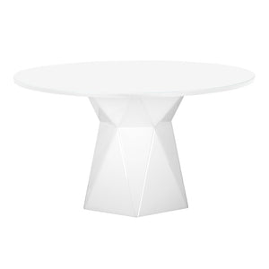 TOV Furniture Iris 56" Glass Round Dining Table - Sculptural Design for Modern Spaces, Seats 6 Comfortably White TOV-D68459