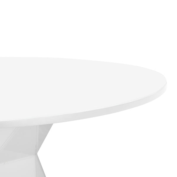 TOV Furniture Iris 56" Glass Round Dining Table - Sculptural Design for Modern Spaces, Seats 6 Comfortably White TOV-D68459
