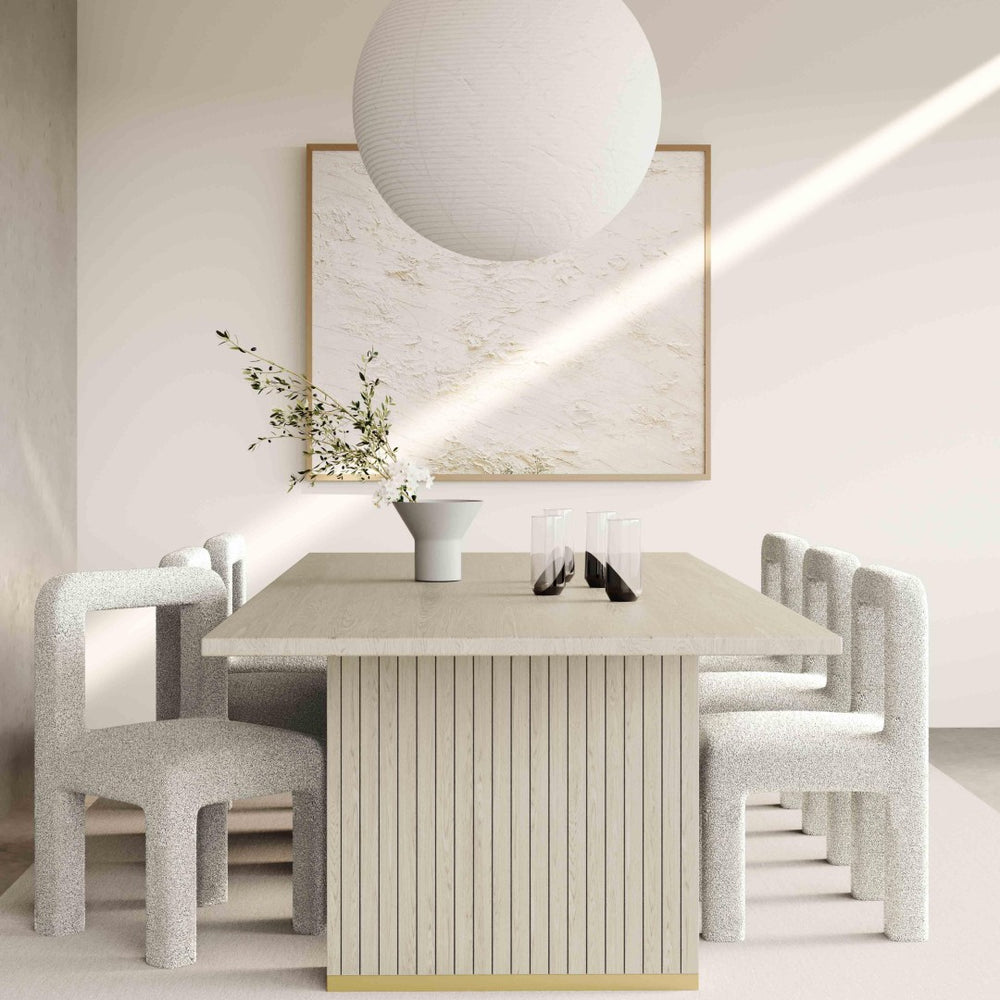 TOV Furniture Hazel Boucle Dining Chair - Modern Sculptural Design with Plush Foam for Comfortable Dining Experience Grey TOV-D68465