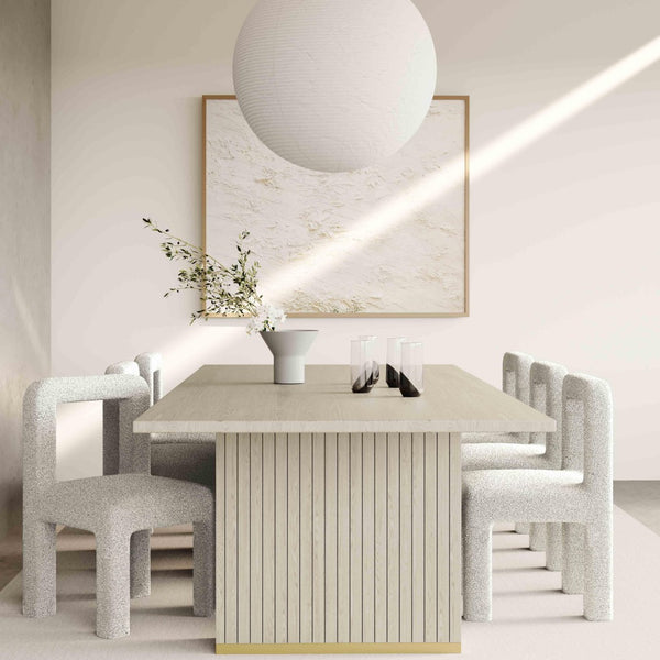 TOV Furniture Hazel Boucle Dining Chair - Modern Sculptural Design with Plush Foam for Comfortable Dining Experience Grey TOV-D68465