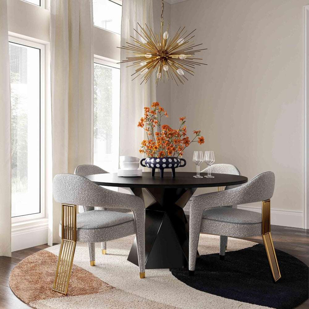 TOV Furniture Corralis Performance Boucle Dining Chair - Art Deco Elegance with Durable Comfort for Stylish Dining Grey TOV-D68474