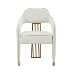TOV Furniture Corralis Cream Performance Linen Dining Chair - Art Deco Elegance, Gold Base, Comfort & Durability TOV-D68475