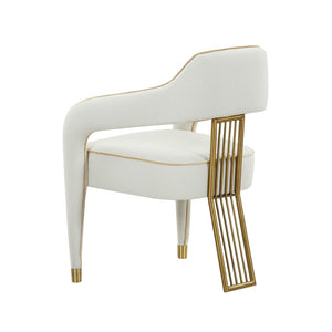 TOV Furniture Corralis Cream Performance Linen Dining Chair - Art Deco Elegance, Gold Base, Comfort & Durability TOV-D68475
