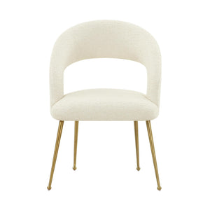 TOV Furniture Rocco Performance Boucle Dining Chair - Chic Mid-Century Modern Design with Glamorous Gold Legs Cream TOV-D68535