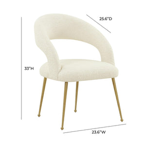 TOV Furniture Rocco Performance Boucle Dining Chair - Chic Mid-Century Modern Design with Glamorous Gold Legs Cream TOV-D68535
