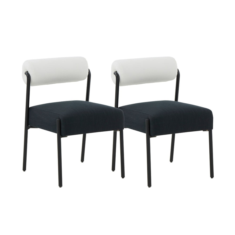 TOV Furniture Jolene Cream and Black Performance Linen Dining Chairs - Set of 2 with Modern Comfort & Style TOV-D68585