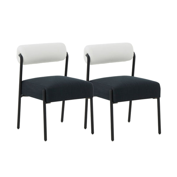 TOV Furniture Jolene Cream and Black Performance Linen Dining Chairs - Set of 2 with Modern Comfort & Style TOV-D68585