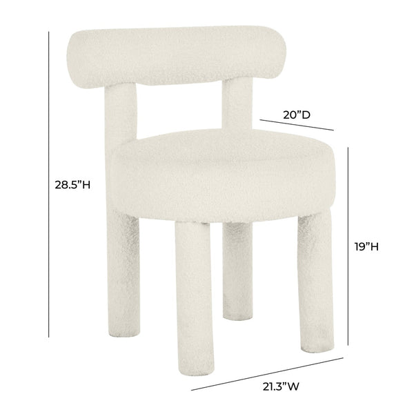 TOV Furniture Carmel Cream Performance Boucle Dining Chair - Modern Comfort, Durable Design & Luxurious Texture TOV-D68593