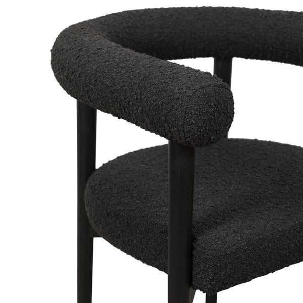 TOV Furniture Spara Performance Boucle Dining Chair – Scandinavian Comfort with Artisan Craftsmanship for Your Home Black TOV-D68595