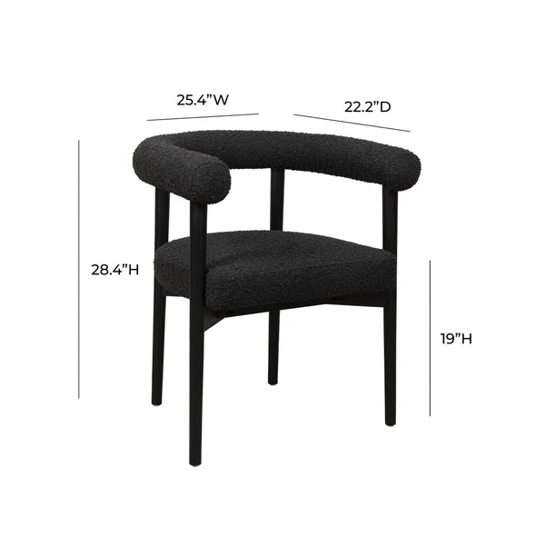 TOV Furniture Spara Performance Boucle Dining Chair – Scandinavian Comfort with Artisan Craftsmanship for Your Home Black TOV-D68595