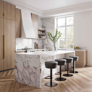 TOV Furniture Astro Woven Performance Vegan Leather Adjustable Stool for Modern Kitchens and Stylish Living Spaces Grey TOV-D68619